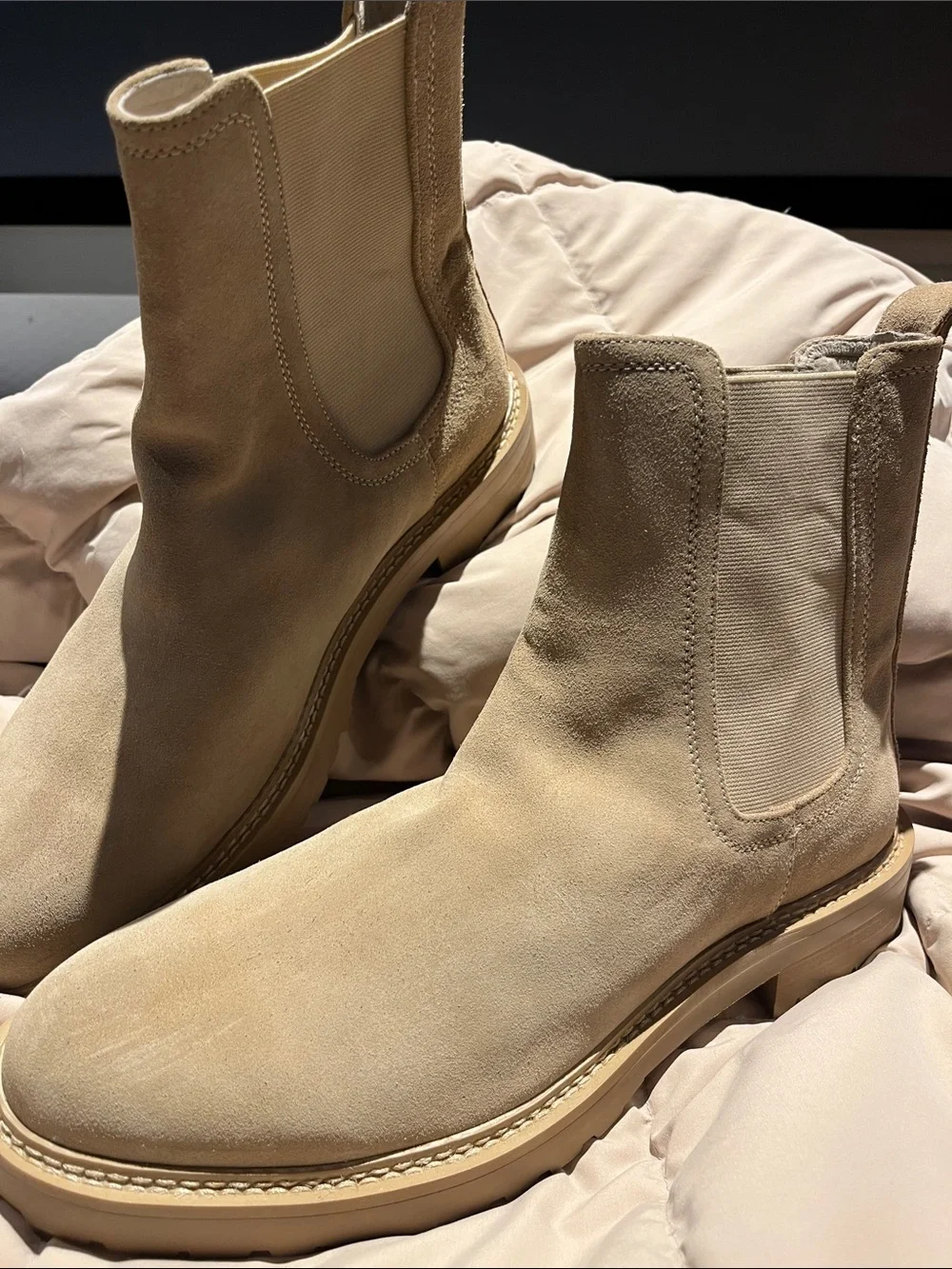 Saint Morta Men's Suede Chelsea Boots in Beige size 12, New without Box